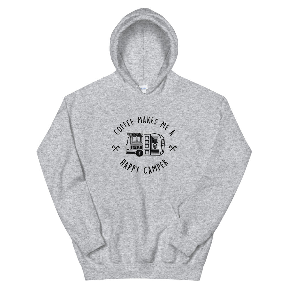 "Coffee Makes Me A Happy Camper" Unisex Hoodie