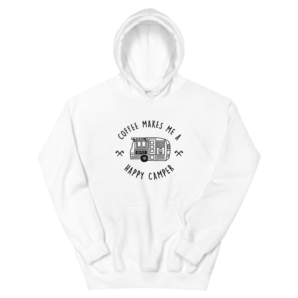 "Coffee Makes Me A Happy Camper" Unisex Hoodie