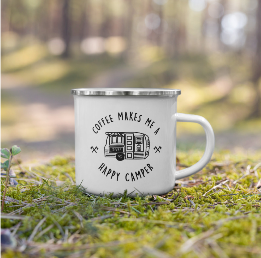 Happy Camper Enamel Mug